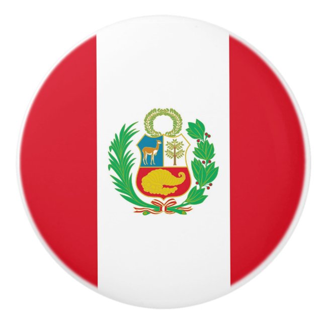 Pomo De Cerámica Tiras de cerámica con bandera del Perú (Anverso)