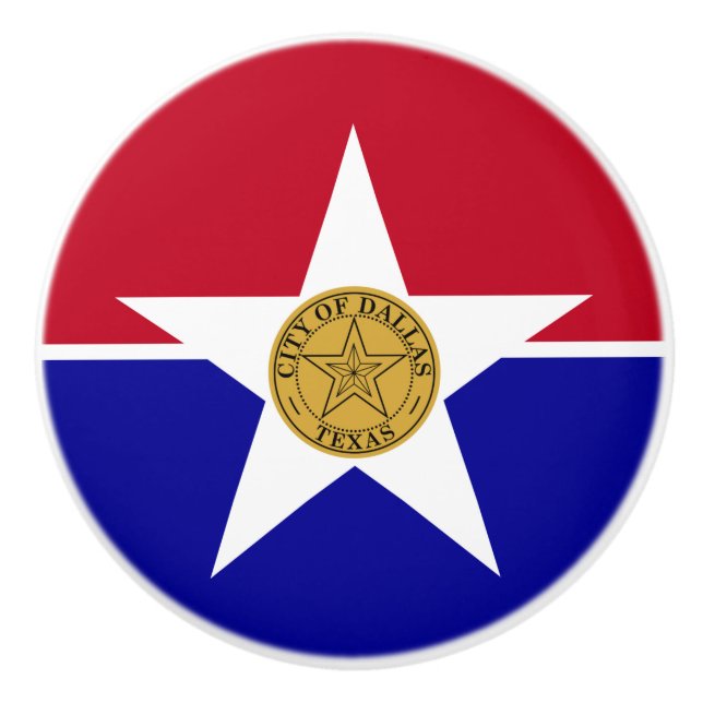 Pomo De Cerámica Tiras de perilla de cerámica con bandera de Dallas (Anverso)