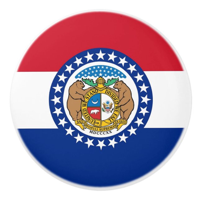 Pomo De Cerámica Tiras de perilla de cerámica con bandera de Misuri (Anverso)