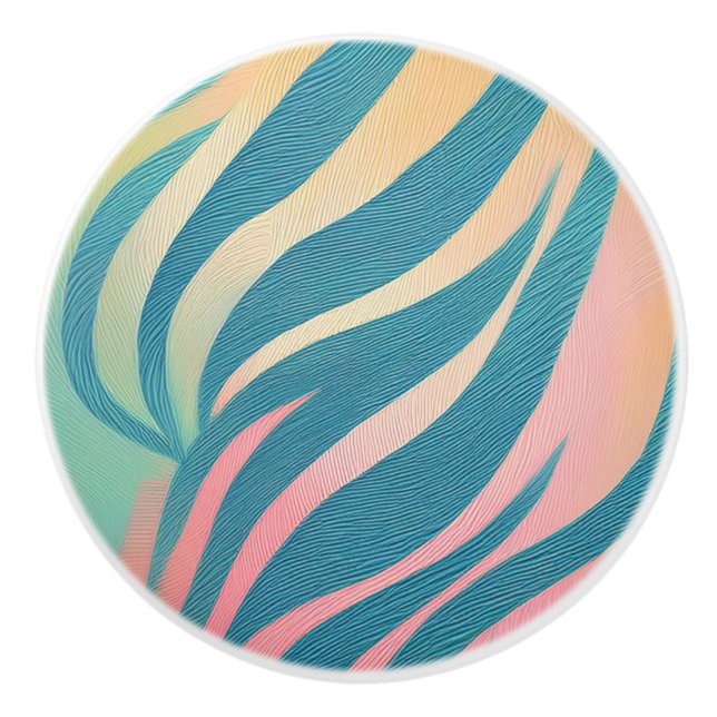Pomo De Cerámica Tiras de tigre Pastel (Anverso)