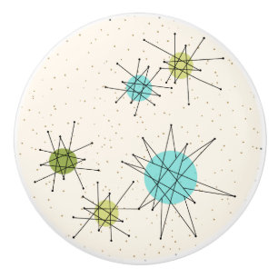 Pomo De Cerámica Tirón de cerámica atómico icónico de Starbursts