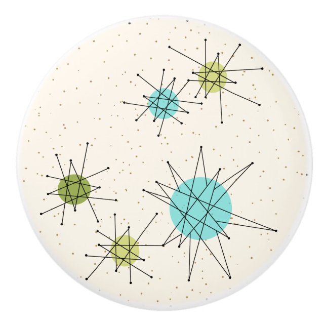 Pomo De Cerámica Tirón de cerámica atómico icónico de Starbursts (Anverso)