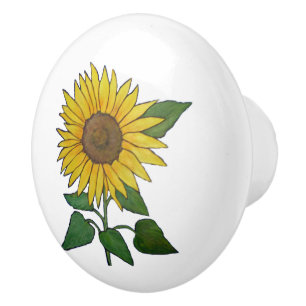 Pomo De Cerámica Tirón de cerámica/botón del girasol