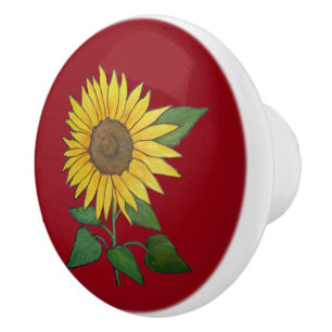 Pomo De Cerámica Tirón de cerámica/botón del girasol del cortijo