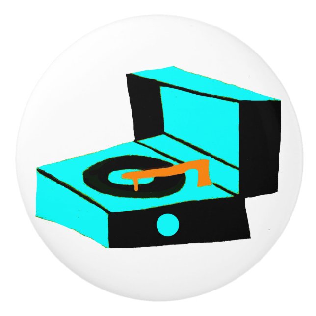 Pomo De Cerámica Tirón de cerámica del tocadiscos retro de la (Anverso)