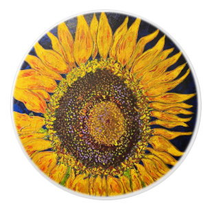 Pomo De Cerámica tirón de la perilla de girasol