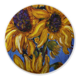 Pomo De Cerámica tirón de perilla de girasol