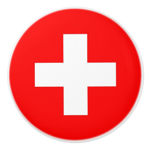 Pomo De Cerámica Tiros de perilla de cerámica con bandera de Suiza