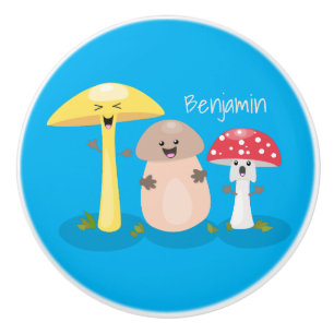 Pomo De Cerámica Toadstool de hongos de hongo de kawaii