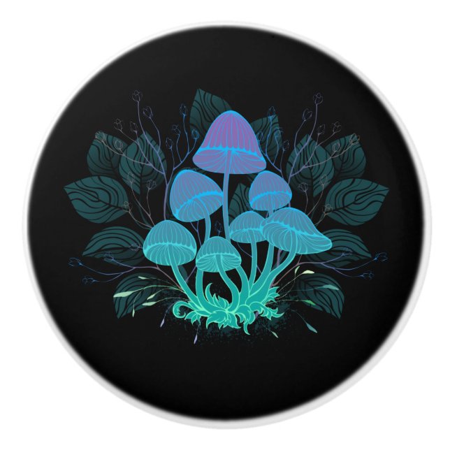 Pomo De Cerámica Toadstools en Bushes (Anverso)