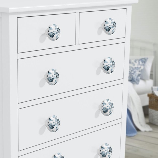 Pomo De Cerámica Toalla de Floral Botánica Verde azulada y Blanca d (Subido por el creador)