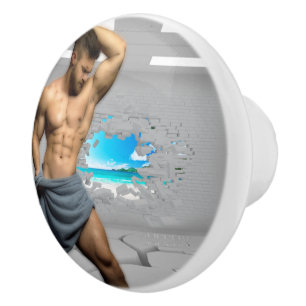 Pomo De Cerámica Toalla de hombre de SlipperyJoe rota pared de ladr