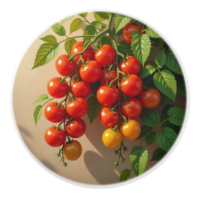 Pomo De Cerámica Tomato Plant Gardening Themed Summer Vibes (Anverso)