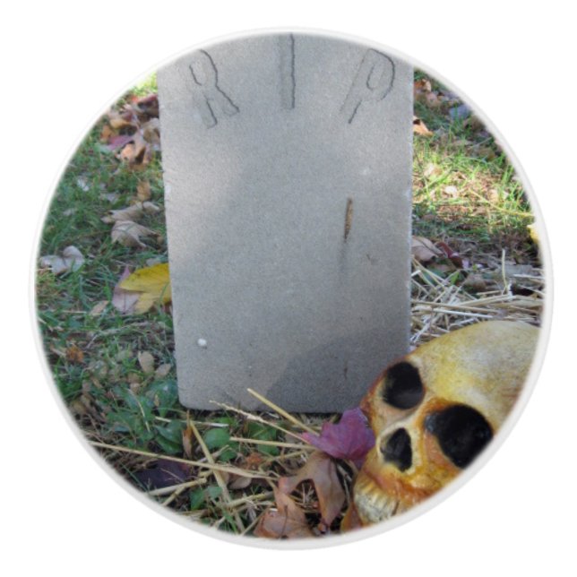 Pomo De Cerámica Tombstone y Skull (Anverso)