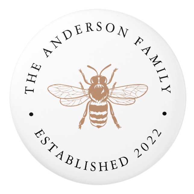 Pomo De Cerámica Topo | Ilustracion de abejas ventilado personaliza (Anverso)