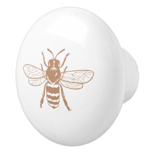 Pomo De Cerámica Topo   Ilustracion Vintage Bee