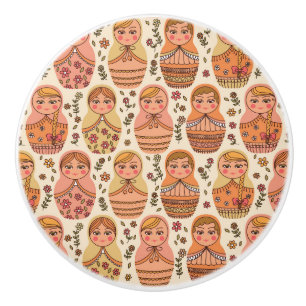 Pomo De Cerámica Tornillo de cerámica de patrón Matreshka