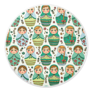 Pomo De Cerámica Tornillo de cerámica de patrón Matreshka