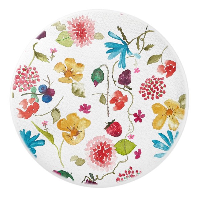 Pomo De Cerámica Tornillo de cerámica floral (Anverso)