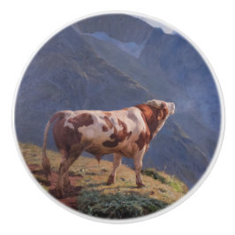 Pomo De Cerámica Toro en los Alpes (por Eugène Burnand)