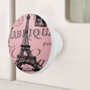 Pomo De Cerámica torre de eiffel de parís vintage rosa romántico