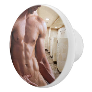 Pomo De Cerámica Torso masculino musculoso sin camiseta de Slippery