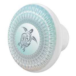 Pomo De Cerámica Tortuga De Mar Y Mandala Náutica