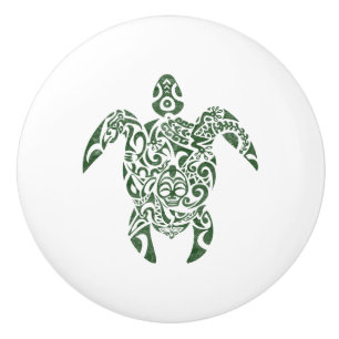 Pomo De Cerámica Tortuga estilo tribal de Letterpress