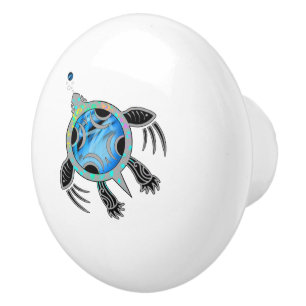 Pomo De Cerámica Tortuga marina pintada