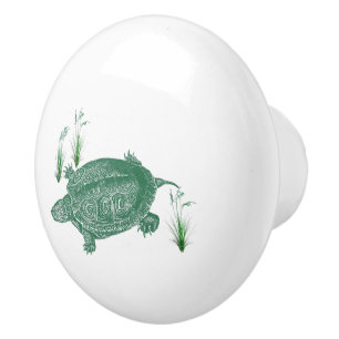 Pomo De Cerámica Tortuga marina verde