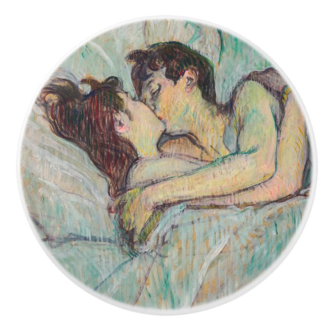Pomo De Cerámica Toulouse-Lautrec - En La Cama, El Beso (Anverso)