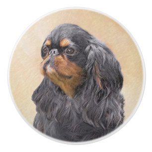 Pomo De Cerámica Toy English Spaniel Pintura Original Arte Animal