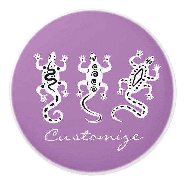 Pomo De Cerámica Tres Lizards Thunder_Cove Estilo Suroeste (Anverso)