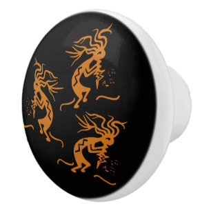 Pomo De Cerámica Tres músicos que bailan Kokopelli