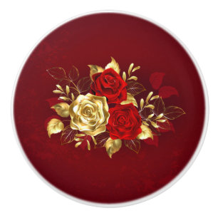 Pomo De Cerámica Tres Rosas Joyas