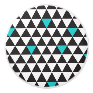 Pomo De Cerámica Triángulos Geométricos Negro Blanco Turquesa Turqu