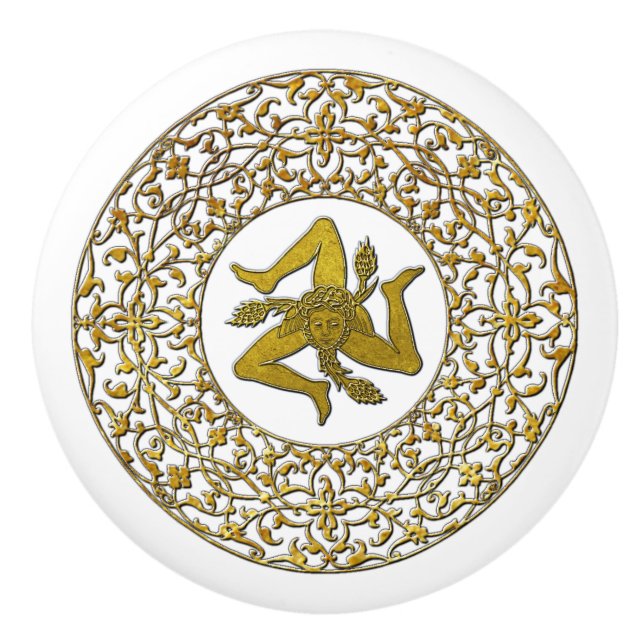 Pomo De Cerámica Trinacria y afiligranado sicilianos (Anverso)