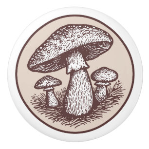 Pomo De Cerámica Trío de champiñones del bosque