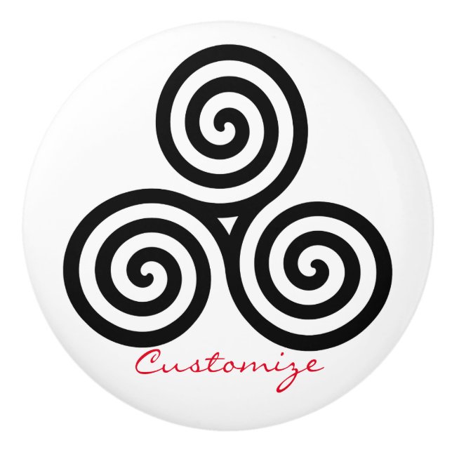 Pomo De Cerámica Triple espiral negra Thunder_Cove (Anverso)