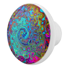 Pomo De Cerámica Trippy Sky Blue Abstract Retro Liquid Swirl