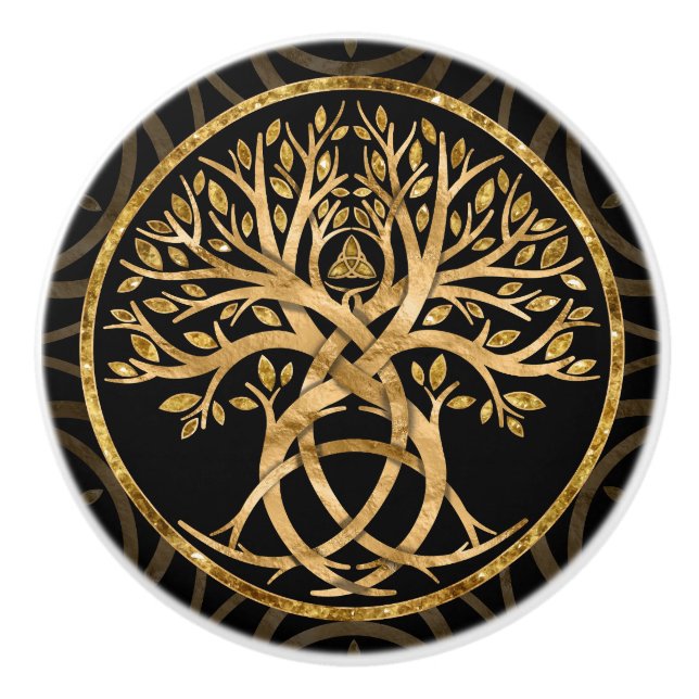 Pomo De Cerámica Triquetra Árbol de vida (Anverso)