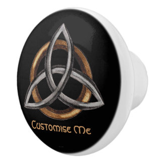 Pomo De Cerámica Triquetra (Marrón/Plata)