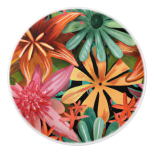 Pomo De Cerámica tropical/hawaiano/floral/floral