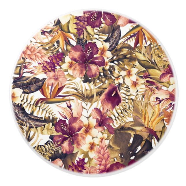 Pomo De Cerámica Tropicos dorados hawaianos elegantes ventilado mod (Anverso)