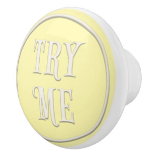 Pomo De Cerámica "Try Me" Wonderland Tea Fiesta Pastel Amarillo