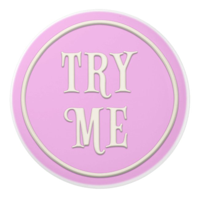Pomo De Cerámica "Try Me" Wonderland Tea Fiesta Pastel Pink (Anverso)