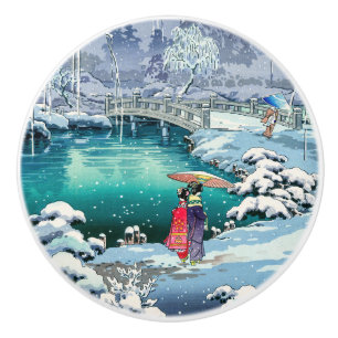 Pomo De Cerámica Tsuchiya Koitsu - Nieve de primavera en Maruyama