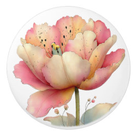 Pomo De Cerámica Tulipán Amarillo Rosa de Primavera