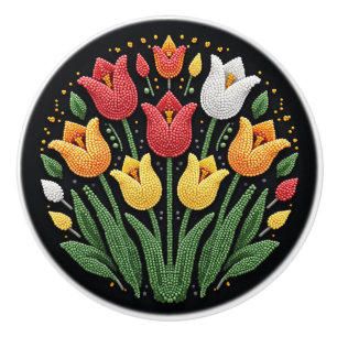 Pomo De Cerámica Tulipanes de Cerámica de Metis First Nations