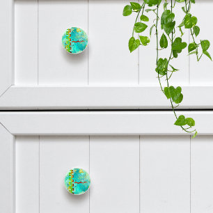 Pomo De Cerámica Turquesa maya y cielo helado